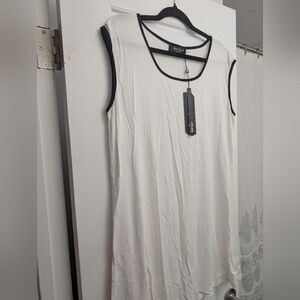 Red Coral Ivory Tank Top with Black Accents